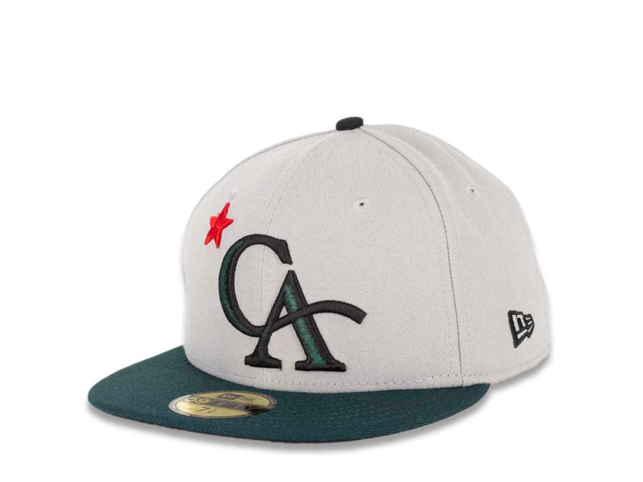 CALI CALIfornia New Era 59FIFTY 5950 Fitted Cap Hat Gray Crown Green Visor Green/Black/Red CA with Star Logo