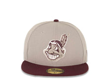 Load image into Gallery viewer, Cleveland Indians New Era MLB 59FIFTY 5950 Fitted Cap Hat Gray Crown Maroon Visor Gray/Maroon/White Chief Wahoo Logo
