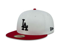 Load image into Gallery viewer, Los Angeles Dodgers New Era MLB 59FIFTY 5950 Fitted Cap Hat White Crown Red Visor Black Logo
