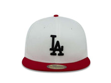 Load image into Gallery viewer, Los Angeles Dodgers New Era MLB 59FIFTY 5950 Fitted Cap Hat White Crown Red Visor Black Logo
