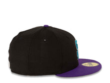 Load image into Gallery viewer, San Diego Padres New Era MLB 59FIFTY 5950 Fitted Cap Hat Black Crown Purple Visor Teal/White Logo
