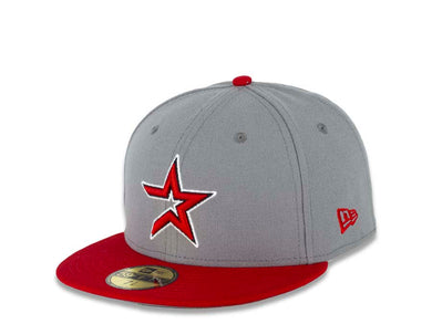 Houston Astros New Era MLB 59FIFTY 5950 Fitted Cap Hat Storm Gray Crown Red Visor Red/White Logo 