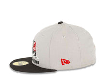 Load image into Gallery viewer, Sothern California Bear New Era 59FIFTY 5950 Fitted Cap Hat Gray Crown Black Visor Gray/Red/Black Drinking Bear in Shorts Logo
