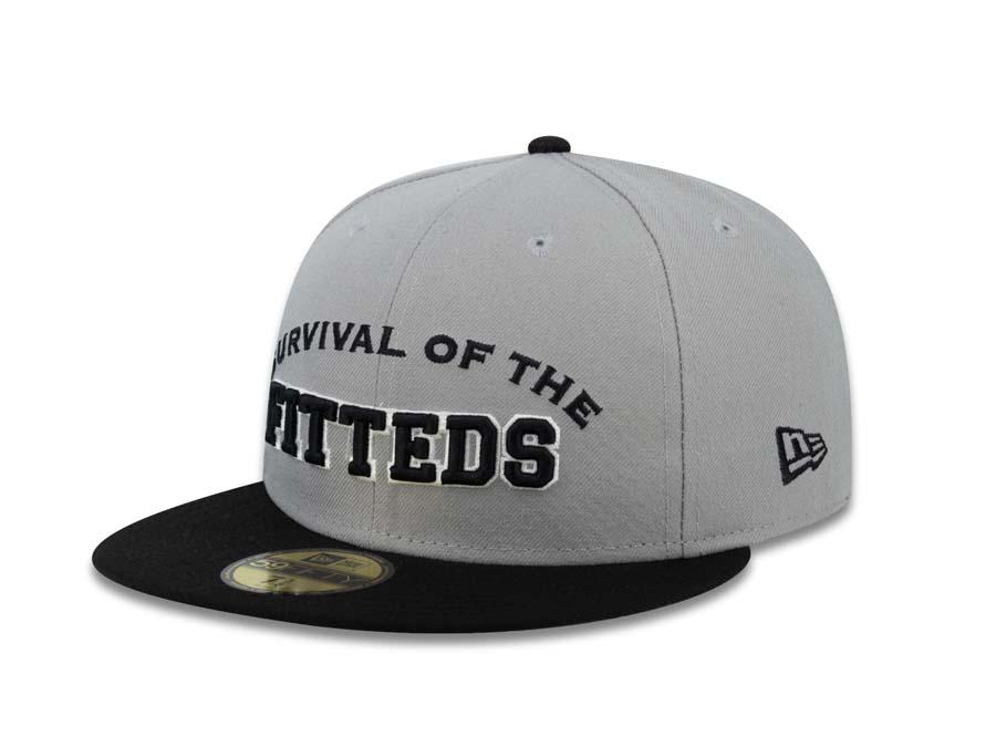 Survival of the Fitteds New Era 59FIFTY 5950 Fitted Cap Hat Gray Crown Black Visor Black/White Logo