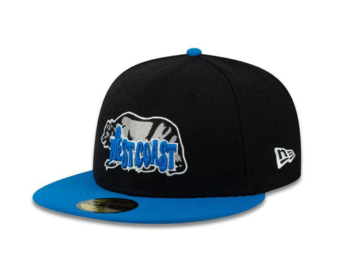 West Coast Bear New Era 59FIFTY 5950 Fitted Cap Hat Black Crown Blue Visor