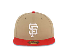 Load image into Gallery viewer, San Francisco Giants New Era MLB 59FIFTY 5950 Fitted Cap Hat Vegas Gold Crown Red Visor White Logo Khaki UV
