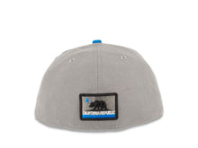 Load image into Gallery viewer, CALI CALIfornia New Era 59FIFTY 5950 Fitted Cap Hat Gray Crown Blue Visor White/Black/Blue/Gray California Flag Inside CALI Block Logo
