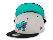 Load image into Gallery viewer, Los Angeles Anaheim Angels New Era MLB 59FIFTY 5950 Fitted Cap Hat Gray Crown Black Visor Magenta/Teal/Black Cooperstown Wings Logo
