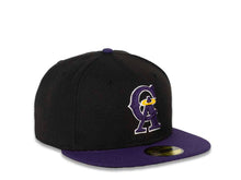 Load image into Gallery viewer, Los Angeles Anaheim Angels New Era MLB 59FIFTY 5950 Fitted Cap Hat Black Crown Purple Visor Purple/Yellow/White Cooperstown CA Logo
