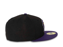 Load image into Gallery viewer, Los Angeles Anaheim Angels New Era MLB 59FIFTY 5950 Fitted Cap Hat Black Crown Purple Visor Purple/Yellow/White Cooperstown CA Logo
