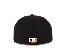 Load image into Gallery viewer, Los Angeles Anaheim Angels New Era MLB 59FIFTY 5950 Fitted Cap Hat Black Crown Purple Visor Purple/Yellow/White Cooperstown CA Logo
