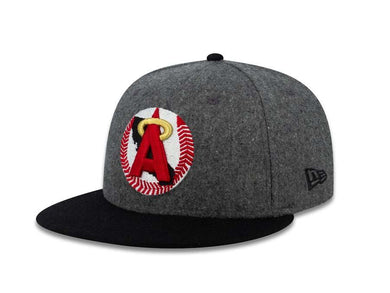 California Angels New Era MLB 59FIFTY 5950 Fitted Cap Hat Melton Dark Gray Crown Black Visor Retro Logo 