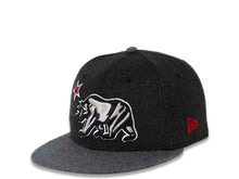 Load image into Gallery viewer, California Republic New Era 59FIFTY 5950 Fitted Cap Hat Black Heather Crown Dark Gray Melton Visor Gray/Black/White/Red Bear Logo
