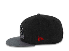 Load image into Gallery viewer, California Republic New Era 59FIFTY 5950 Fitted Cap Hat Black Heather Crown Dark Gray Melton Visor Gray/Black/White/Red Bear Logo
