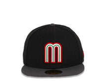 Load image into Gallery viewer, Mexico New Era WBC 59FIFTY 5950 Fitted Cap Hat Black Crown Dark Gray Visor Team Color Logo 
