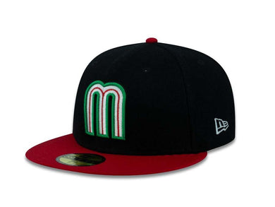 Mexico New Era WBC 59FIFTY 5950 Fitted Cap Hat Black Crown Red Visor Team Color Logo