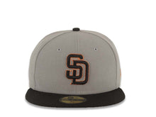 Load image into Gallery viewer, San Diego Padres New Era MLB 59FIFTY 5950 Fitted Cap Hat Gray Crown Black Visor Black/Metallic Gold/Bronze Logo
