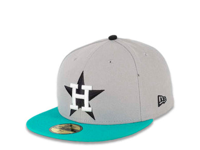 Houston Astros New Era MLB 59FIFTY 5950 Fitted Cap Hat Gray Crown Teal Visor Black/White Logo 