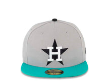 Load image into Gallery viewer, Houston Astros New Era MLB 59FIFTY 5950 Fitted Cap Hat Gray Crown Teal Visor Black/White Logo 
