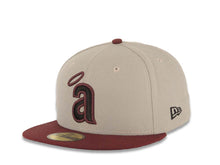 Load image into Gallery viewer, Los Angeles Anaheim Angels New Era MLB 59FIFTY 5950 Fitted Cap Hat Gray Crown Maroon Visor Black/Maroon Halo Logo
