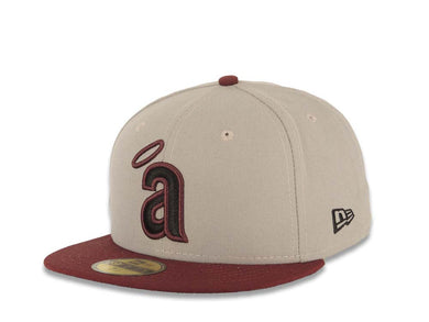 Los Angeles Anaheim Angels New Era MLB 59FIFTY 5950 Fitted Cap Hat Gray Crown Maroon Visor Black/Maroon Halo Logo