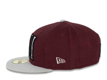 Load image into Gallery viewer, CALI CALIfornia New Era 59FIFTY 5950 Fitted Cap Hat Maroon Crown Gray Visor Gray/White/Black/Maroon California Flag Inside CALI Block Logo
