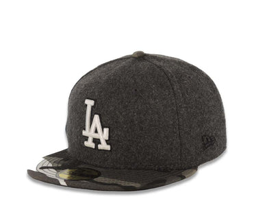 Los Angeles Dodgers New Era MLB 59FIFTY 5950 Fitted Melton Cap Hat Dark Gray Crown Desert Camo Visor White/Black Logo