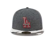 Load image into Gallery viewer, Los Angeles Dodgers New Era MLB 59FIFTY 5950 Fitted Cap Hat Melton Dark Gray Crown Urban Camo Visor Dark Gray/Red Logo
