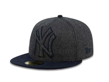 Load image into Gallery viewer, New York Yankees New Era MLB 59FIFTY 5950 Fitted Cap Hat Melton Dark Gray Crown Navy Visor Raise Up

