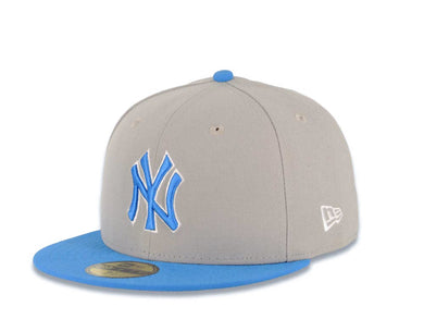 New York Yankees New Era MLB 59FIFTY 5950 Fitted Cap Hat Gray Crown Sky Blue Visor Sky Blue/White Logo