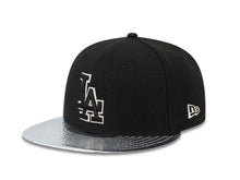 Load image into Gallery viewer, Los Angeles Dodgers New Era MLB 59FIFTY 5950 Fitted Cap Hat Black Crown Metallic Silver Visor Black/White Logo
