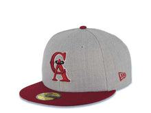 Load image into Gallery viewer, California Angels New Era MLB 59FIFTY 5950 Fitted Cap Hat Heather Gray Crown Cardinal Visor Cardinal/White/Black CA Logo
