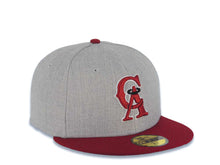 Load image into Gallery viewer, California Angels New Era MLB 59FIFTY 5950 Fitted Cap Hat Heather Gray Crown Cardinal Visor Cardinal/White/Black CA Logo
