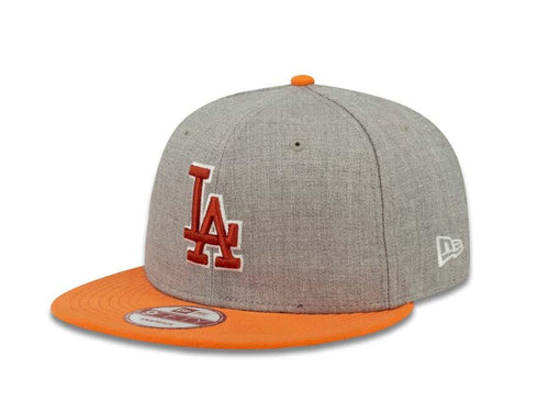 Los Angeles Dodgers New Era MLB 9FIFTY 950 Snapback Cap Hat Heather Gray Crown Orange Visor Orange/White Logo