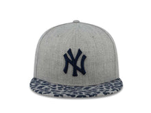 Load image into Gallery viewer, New York Yankees New Era MLB 59FIFTY 5950 Fitted Cap Hat Heather Gray Crown Navy Logo Leopard Vize

