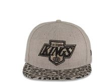 Load image into Gallery viewer, (Leopardvize) Los Angeles Kings New Era NHL 59FIFTY 5950 Fitted Cap Hat Heather Gray Crown Black/Gray Leopard Visor Team Color Logo
