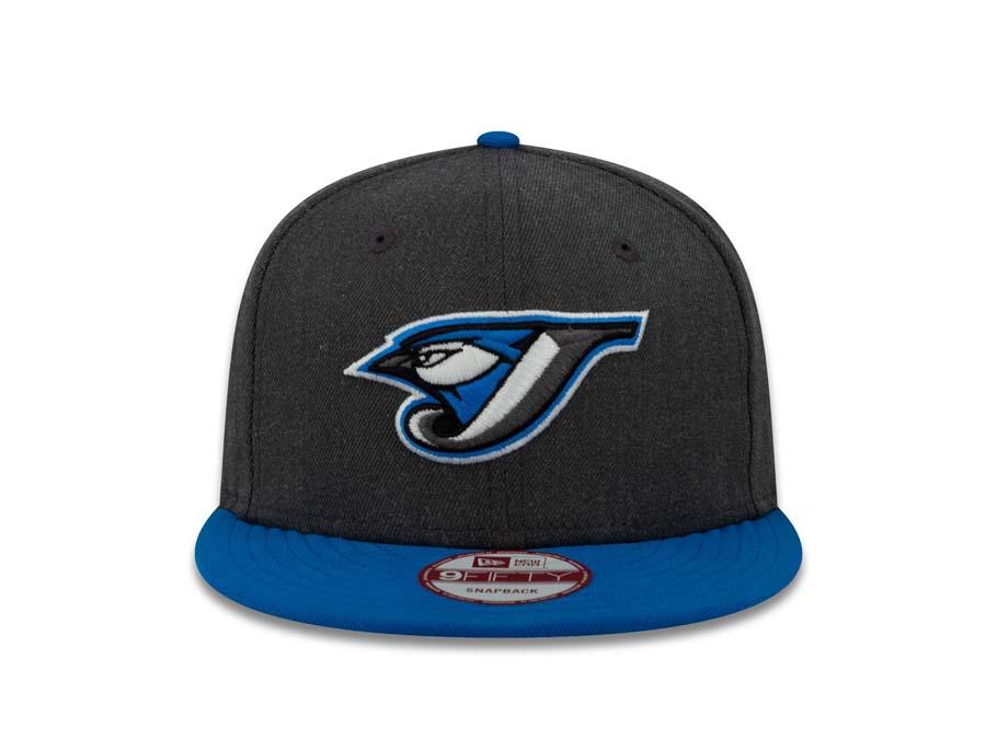 Toronto Blue Jays New Era MLB 9FIFTY 950 Snapback Cap Hat Heather Dark Gray Crown Blue Visor Retro Logo