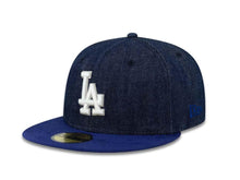 Load image into Gallery viewer, Los Angeles Dodgers New Era MLB 59FIFTY 5950 Fitted Cap Hat Denim Blue Crown Royal Blue Visor White Logo
