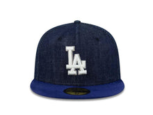 Load image into Gallery viewer, Los Angeles Dodgers New Era MLB 59FIFTY 5950 Fitted Cap Hat Denim Blue Crown Royal Blue Visor White Logo
