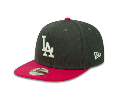 Los Angeles Dodgers New Era MLB 9FIFTY 950 Snapback Cap Hat Heather Dark Gray Crown Pink Visor White Logo