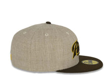 Load image into Gallery viewer, San Diego Padres New Era MLB 59FIFTY 5950 Fitted Cap Hat Heather Oatmeal Crown Brown Visor Brown/Yellow Script Logo
