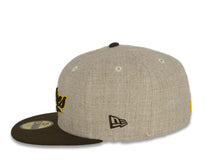 Load image into Gallery viewer, San Diego Padres New Era MLB 59FIFTY 5950 Fitted Cap Hat Heather Oatmeal Crown Brown Visor Brown/Yellow Script Logo
