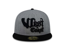 Load image into Gallery viewer, West Coast New Era 59FIFTY 5950 Fitted Cap Hat Gray Heather Crown Black Visor Black Script Logo

