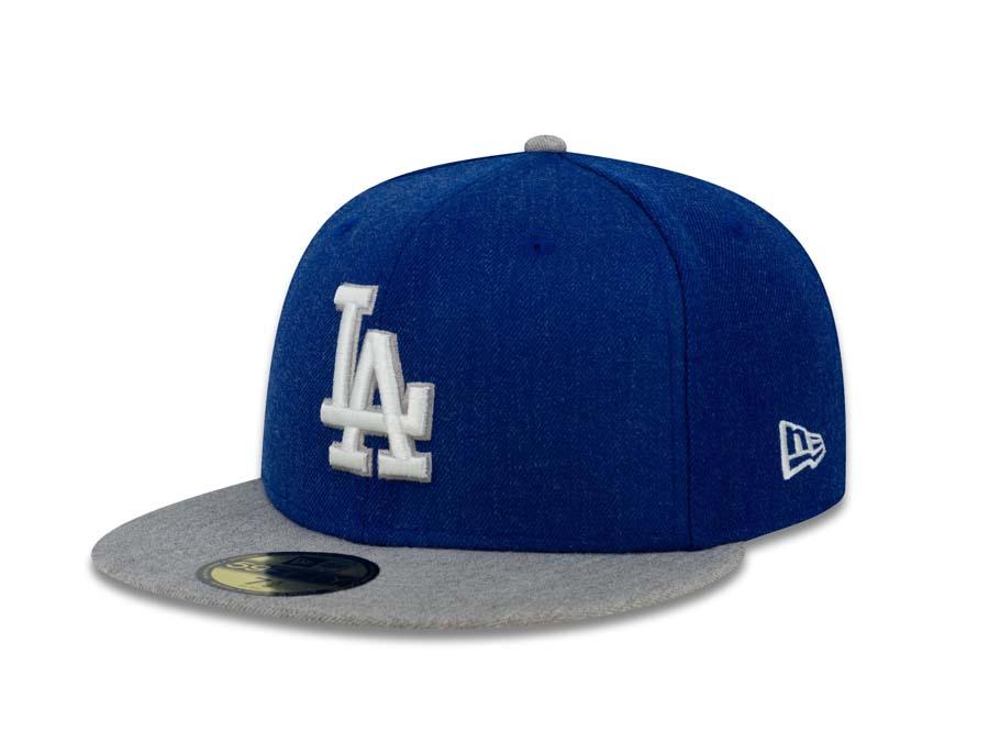 Los Angeles Dodgers New Era MLB 59FIFTY 5950 Fitted Cap Hat Heather Royal Blue Crown Gray Visor White/Gray Logo