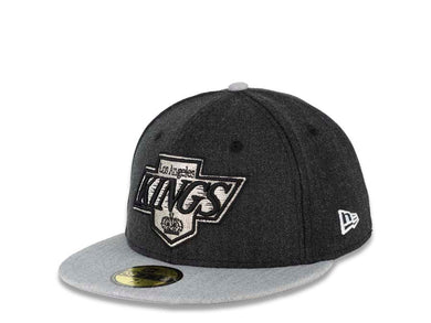 Los Angeles Kings New Era NHL 59FIFTY 5950 Fitted Cap Hat Heather Black/Gray Crown Gray Visor Team Color Logo 