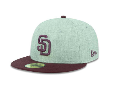 San Diego Padres New Era MLB 59FIFTY 5950 Fitted Cap Hat Heather Gray Crown Maroon Visor Maroon Logo