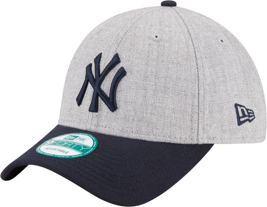 New York Yankees New Era MLB 9FORTY 940 Adjustable Cap Hat Gray Crown Navy Blue Visor Navy Blue Logo