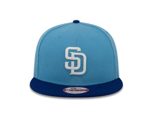 Load image into Gallery viewer, San Diego Padres New Era MLB 9FIFTY 950 Snapback Cap Hat Sky Blue Crown Royal Blue Visor White Logo
