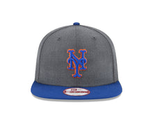 Load image into Gallery viewer, New York Mets New Era MLB 9FIFTY 950 Snapback Cap Hat Heather Dark Gray Crown Royal Blue Visor Royal Blue/Orange Logo
