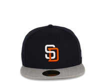 Load image into Gallery viewer, San Diego Padres New Era MLB 59FIFTY 5950 Fitted Cap Hat Navy Crown Heather Gray Visor White/Orange Logo

